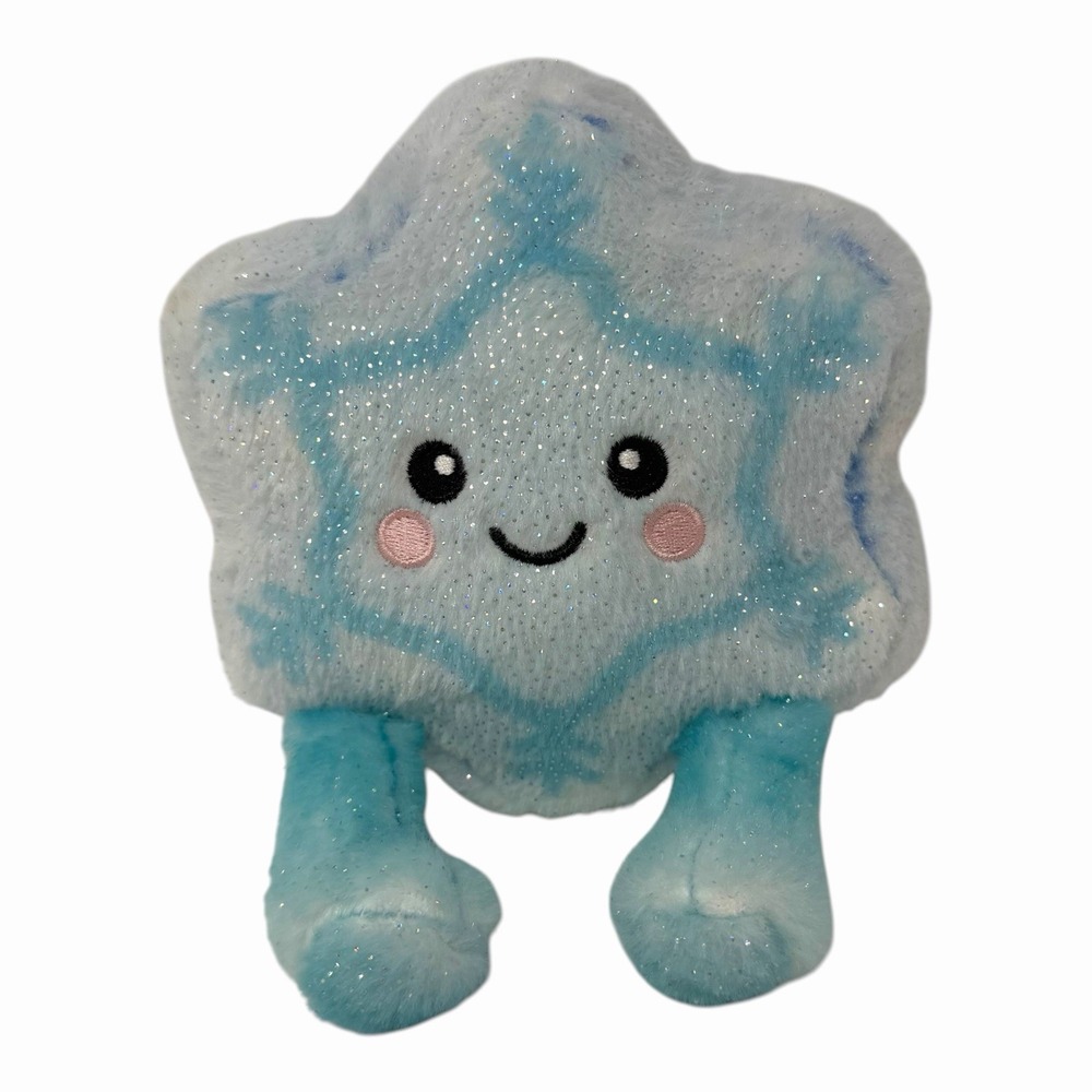 Blue Glitter Snowflake‎ Plush Stuffed Toy with Legs and Embroidered Face